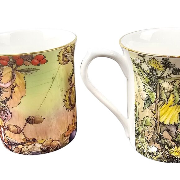 2 PAST TIMES QUEENS FLOWER FAIRIES CICELY MARY BARKER 2008 CUPS MUGS - Picture 5 of 12